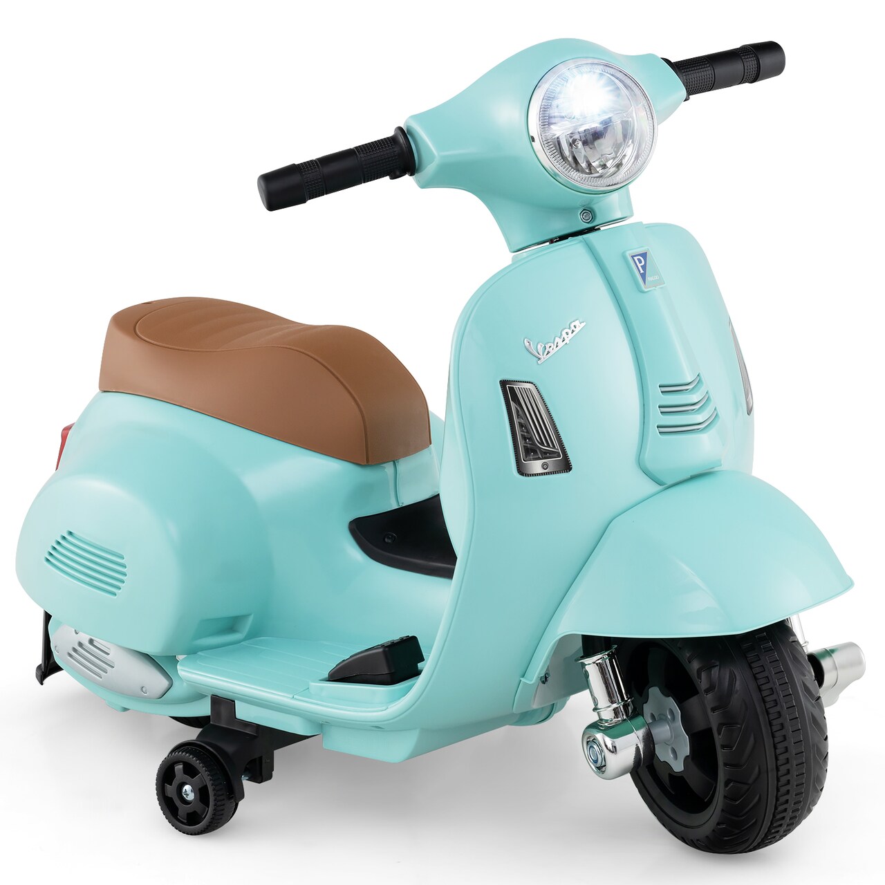 Plastic Licensed Kids Ride-On Motorcycle Vespa with LED Headlight and Horn Sound